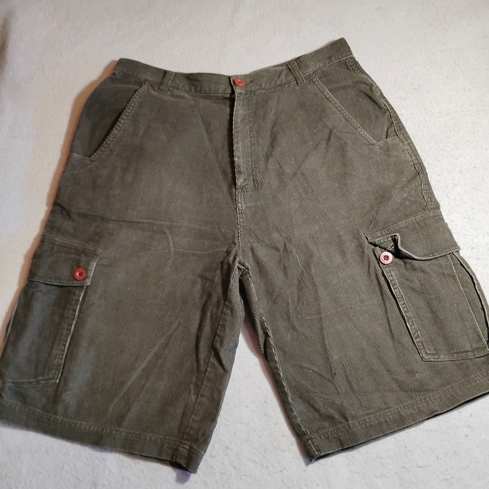 Vintage Y2K Billabong Mens Corduroy Cargo Shorts Gray Size 31 Cotton Skater